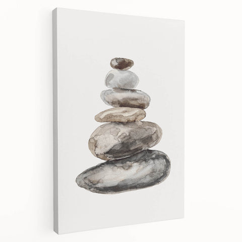 Neutral Coastal Rock Stack Wall Art - Beach-Themed Seaside Artwork
