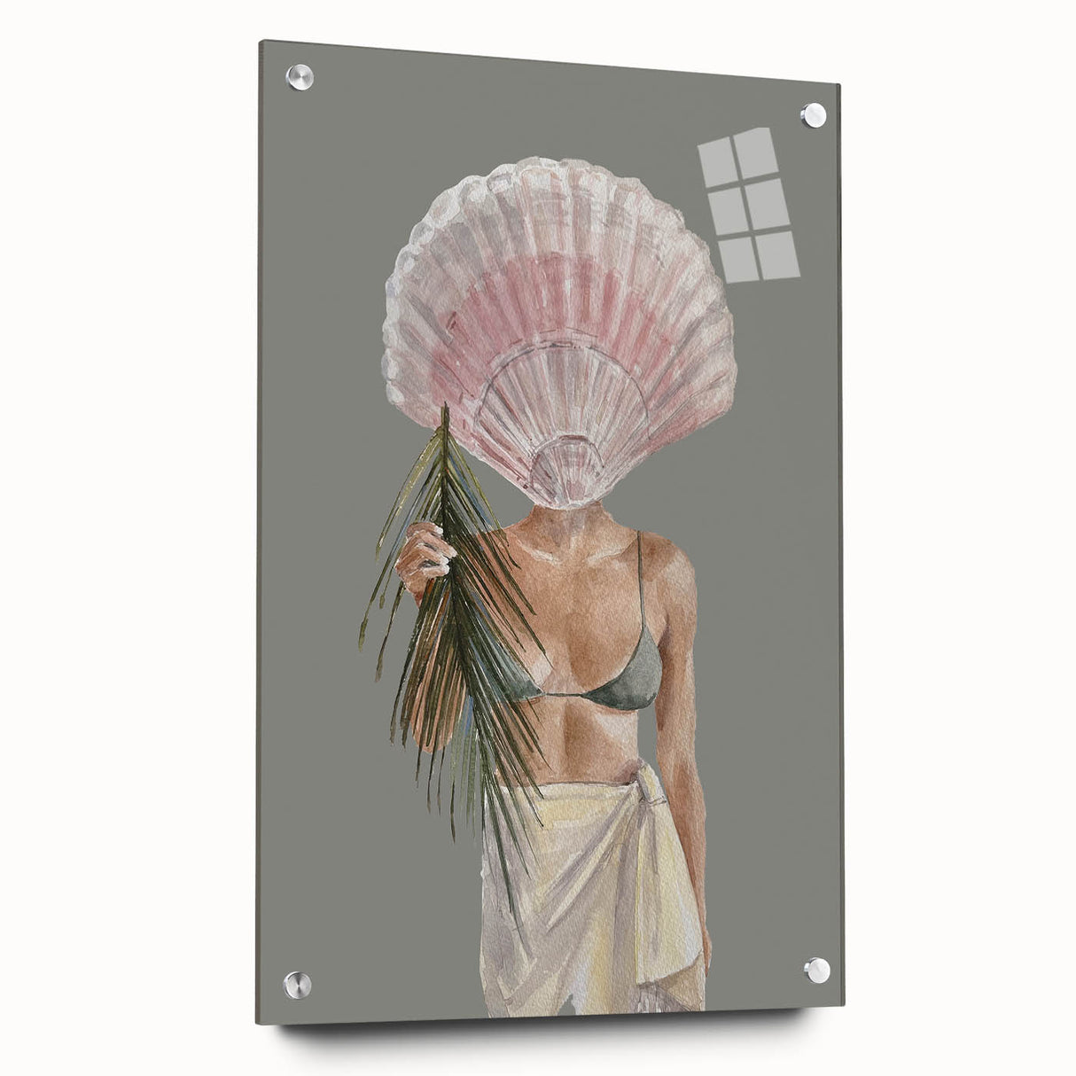 Beach-Themed Coastal Wall Art - Seaside Woman with Seashell Head