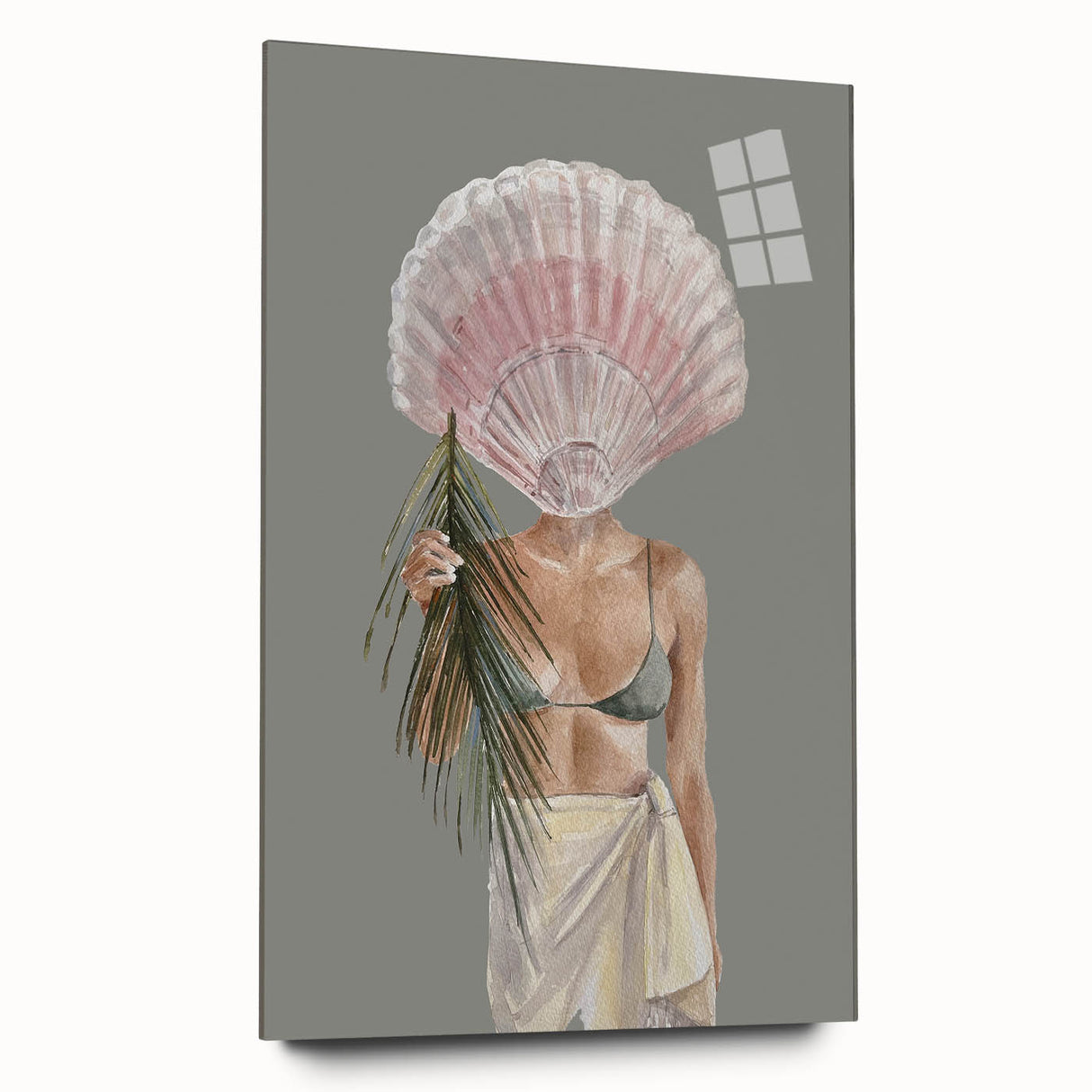 Beach-Themed Coastal Wall Art - Seaside Woman with Seashell Head