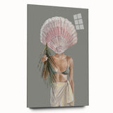 Beach-Themed Coastal Wall Art - Seaside Woman with Seashell Head