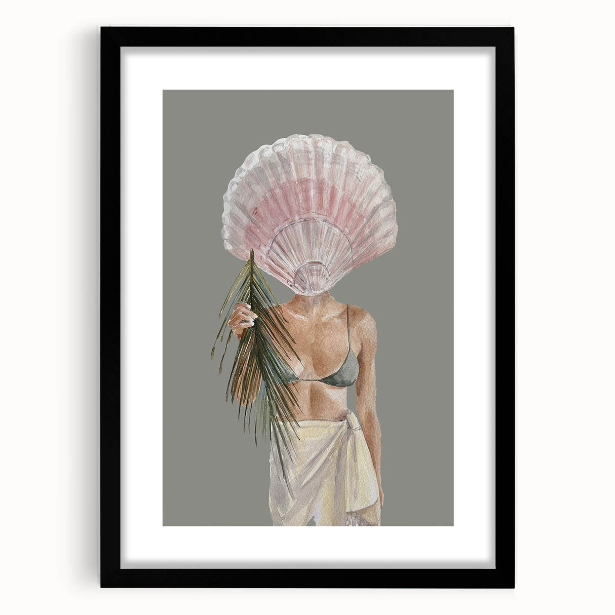Beach-Themed Coastal Wall Art - Seaside Woman with Seashell Head