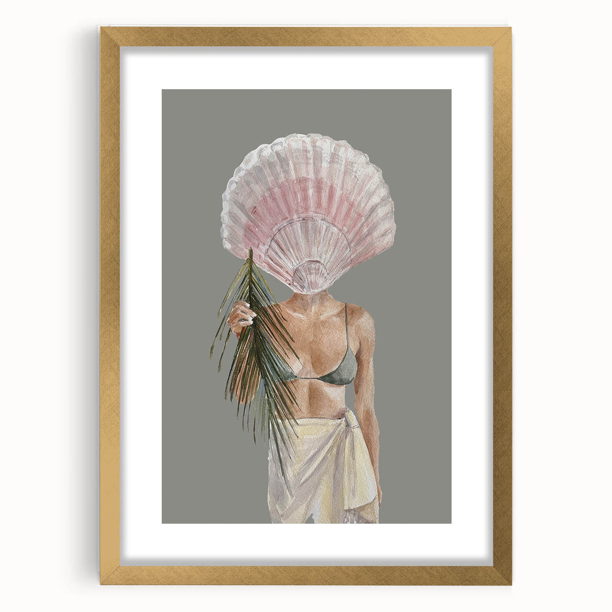 Beach-Themed Coastal Wall Art - Seaside Woman with Seashell Head