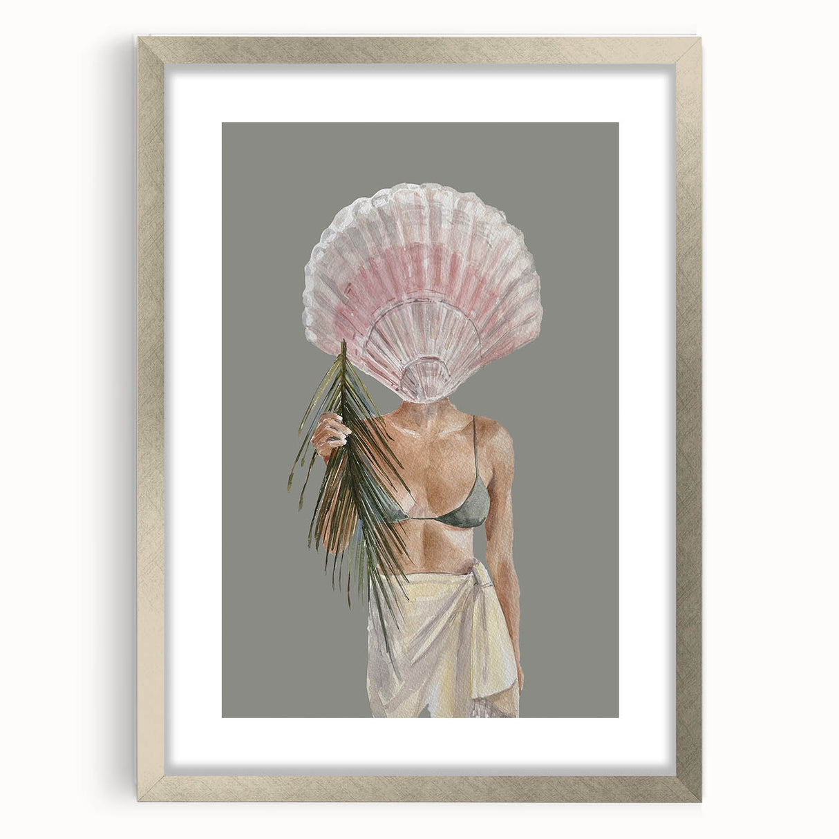 Beach-Themed Coastal Wall Art - Seaside Woman with Seashell Head