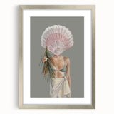 Beach-Themed Coastal Wall Art - Seaside Woman with Seashell Head