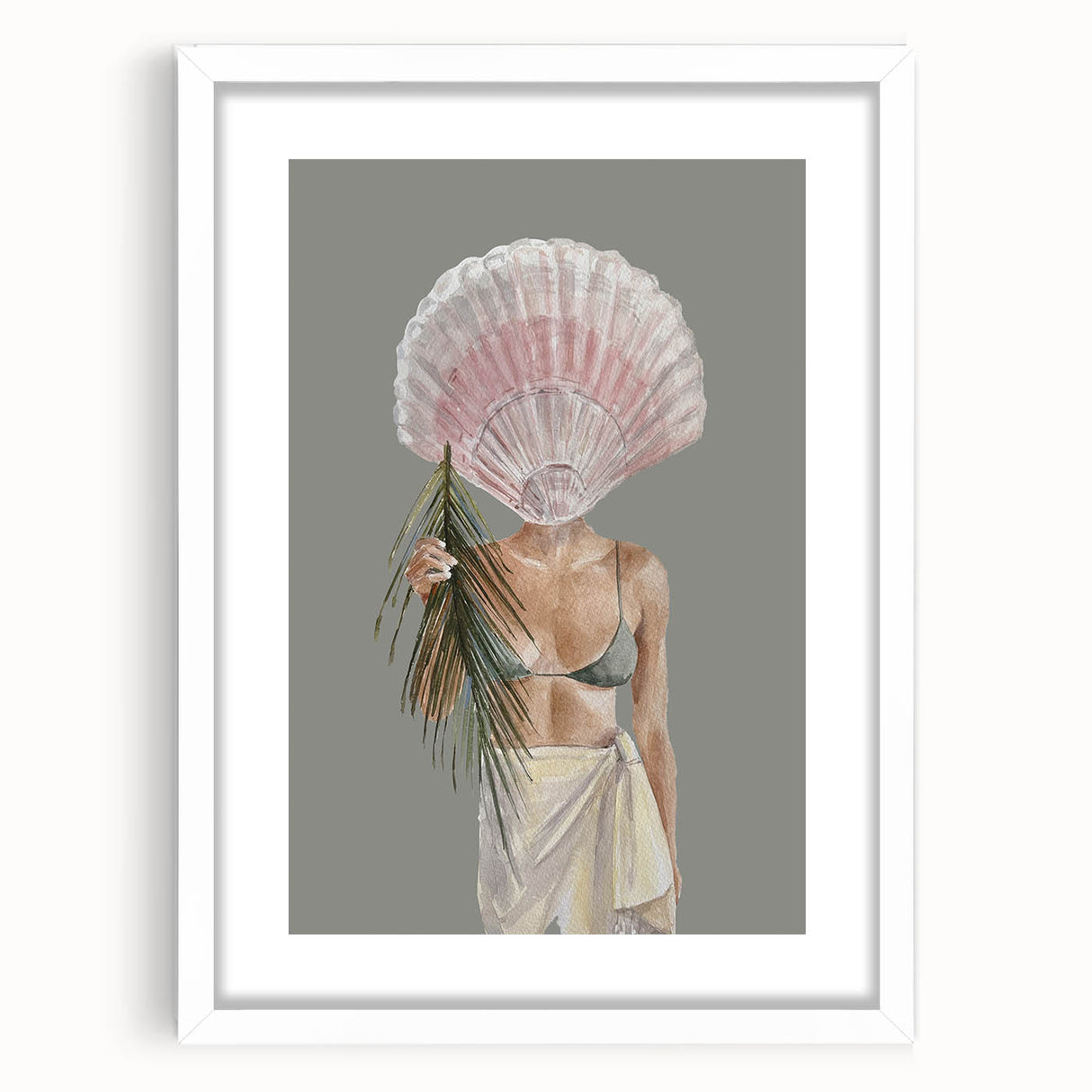Beach-Themed Coastal Wall Art - Seaside Woman with Seashell Head