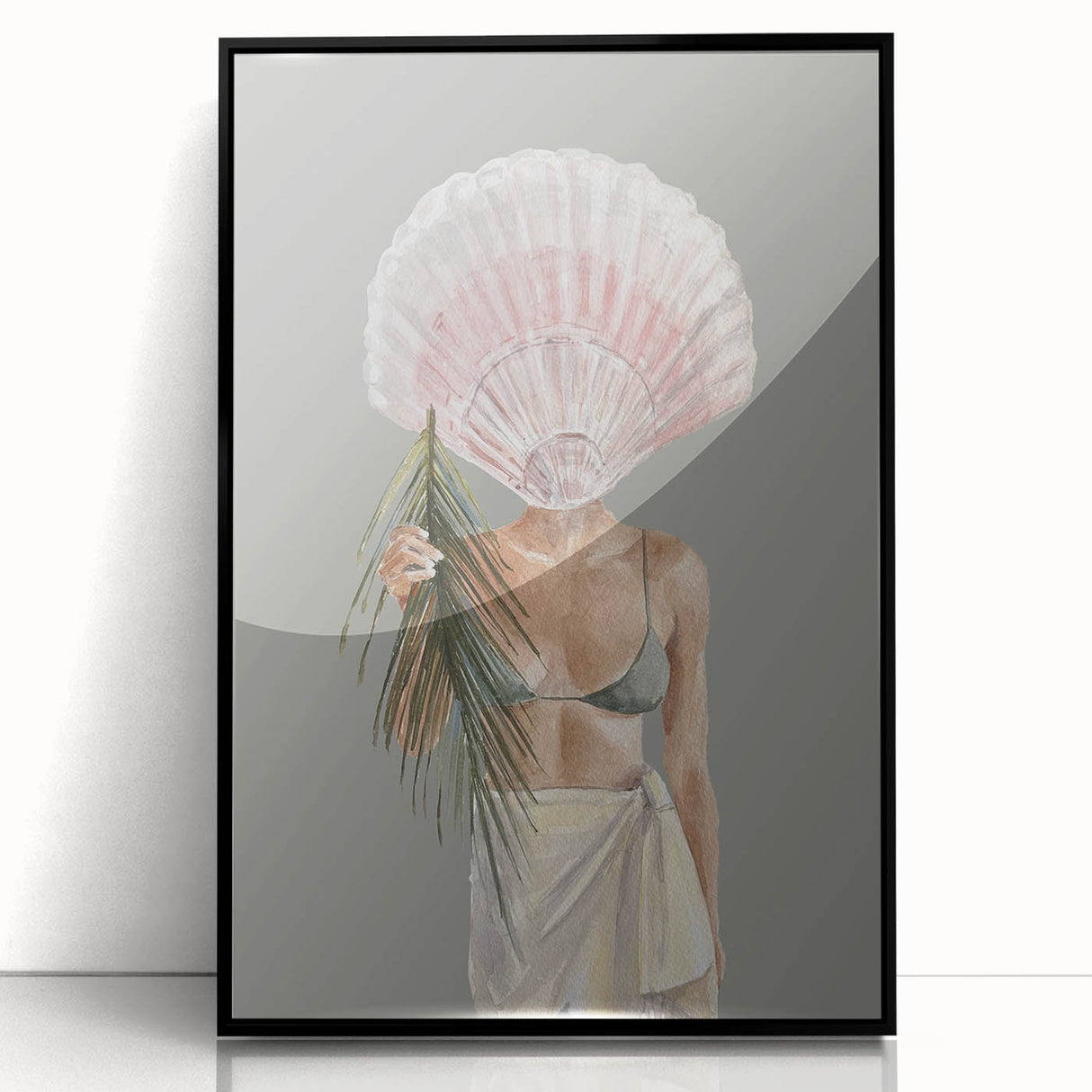 Beach-Themed Coastal Wall Art - Seaside Woman with Seashell Head