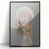 Beach-Themed Coastal Wall Art - Seaside Woman with Seashell Head