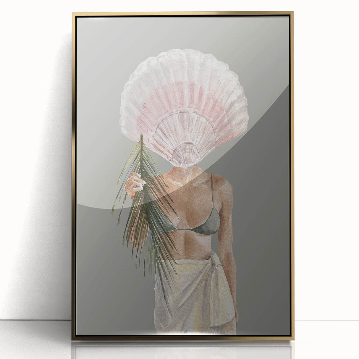 Beach-Themed Coastal Wall Art - Seaside Woman with Seashell Head