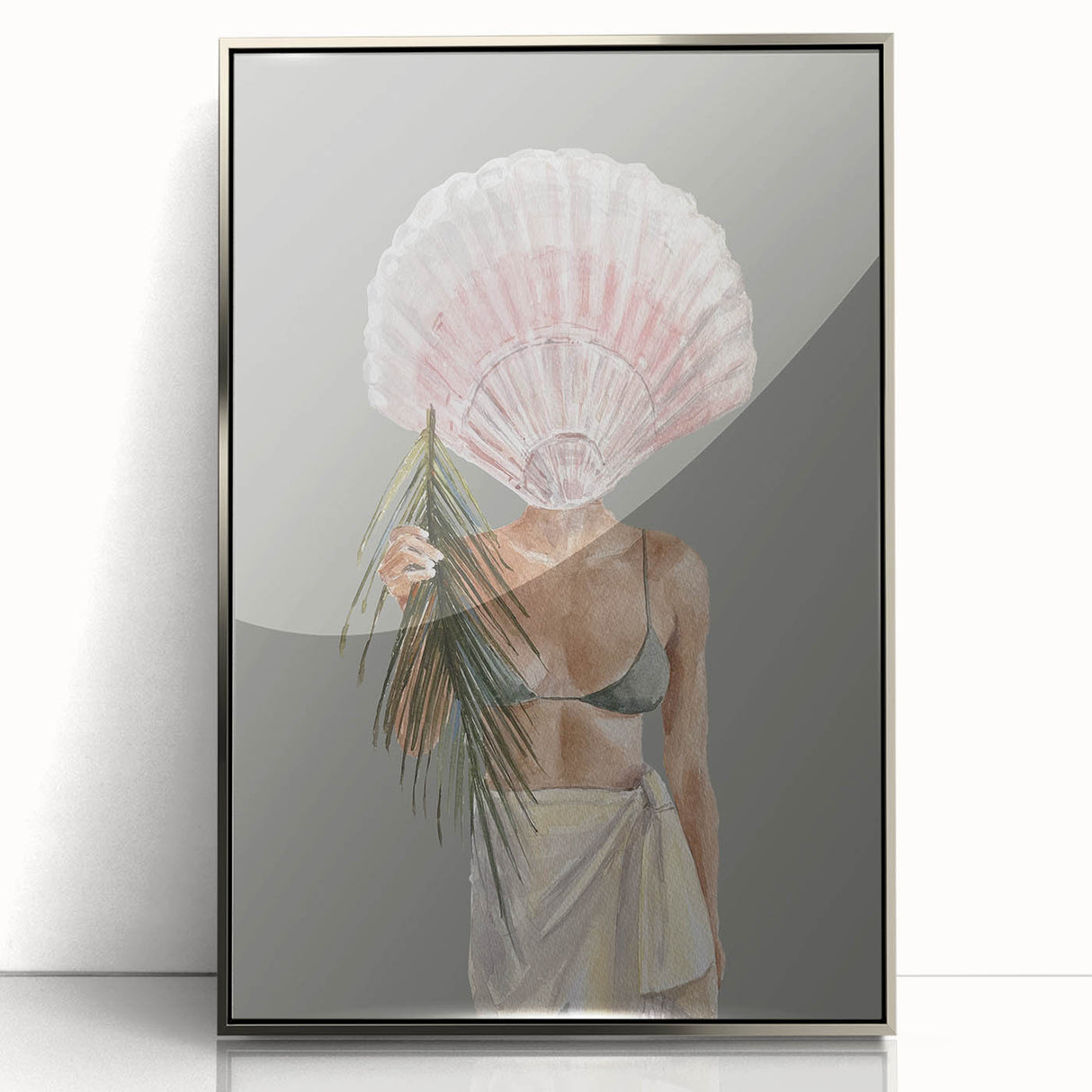Beach-Themed Coastal Wall Art - Seaside Woman with Seashell Head