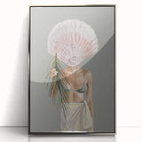 Beach-Themed Coastal Wall Art - Seaside Woman with Seashell Head