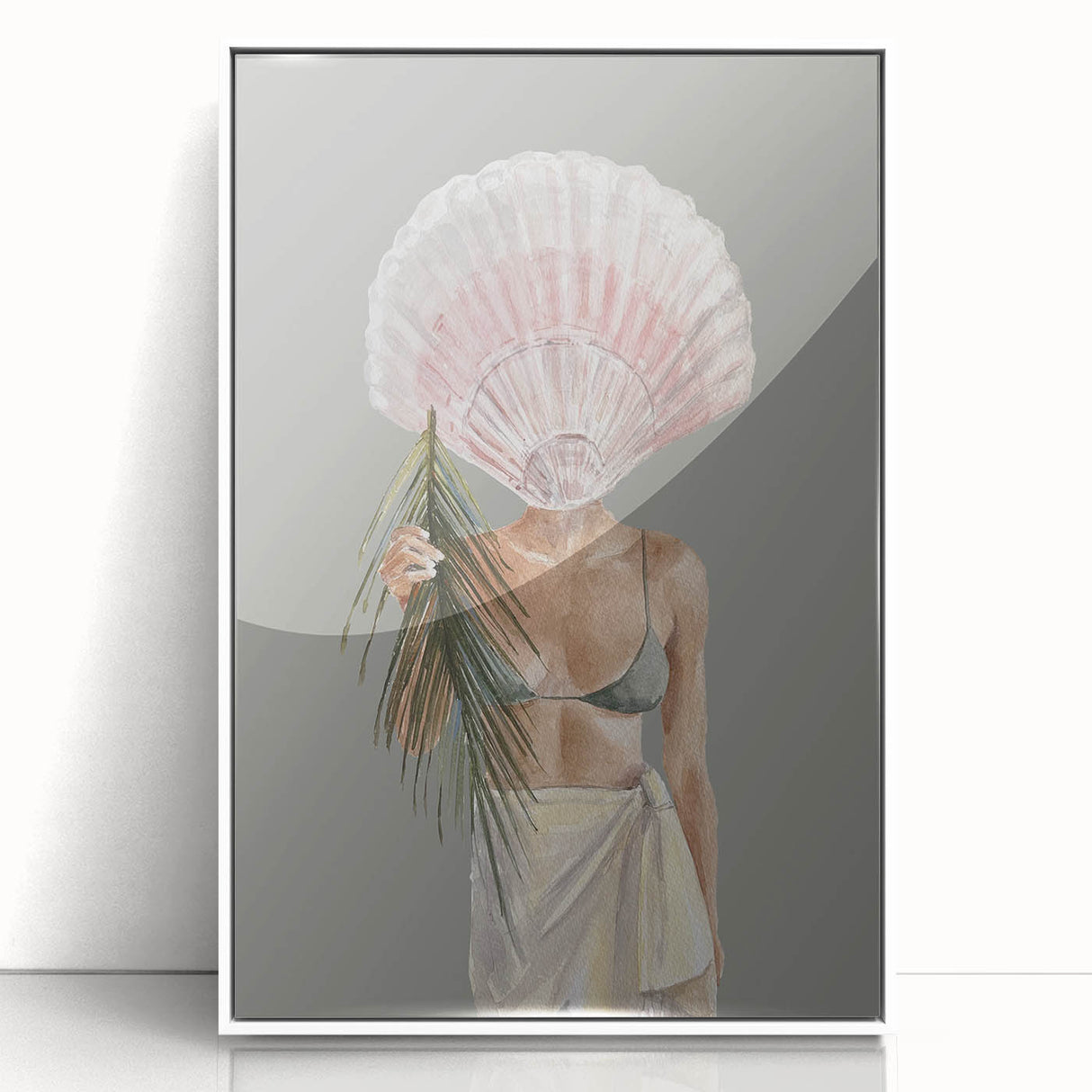 Beach-Themed Coastal Wall Art - Seaside Woman with Seashell Head