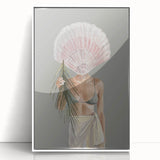 Beach-Themed Coastal Wall Art - Seaside Woman with Seashell Head