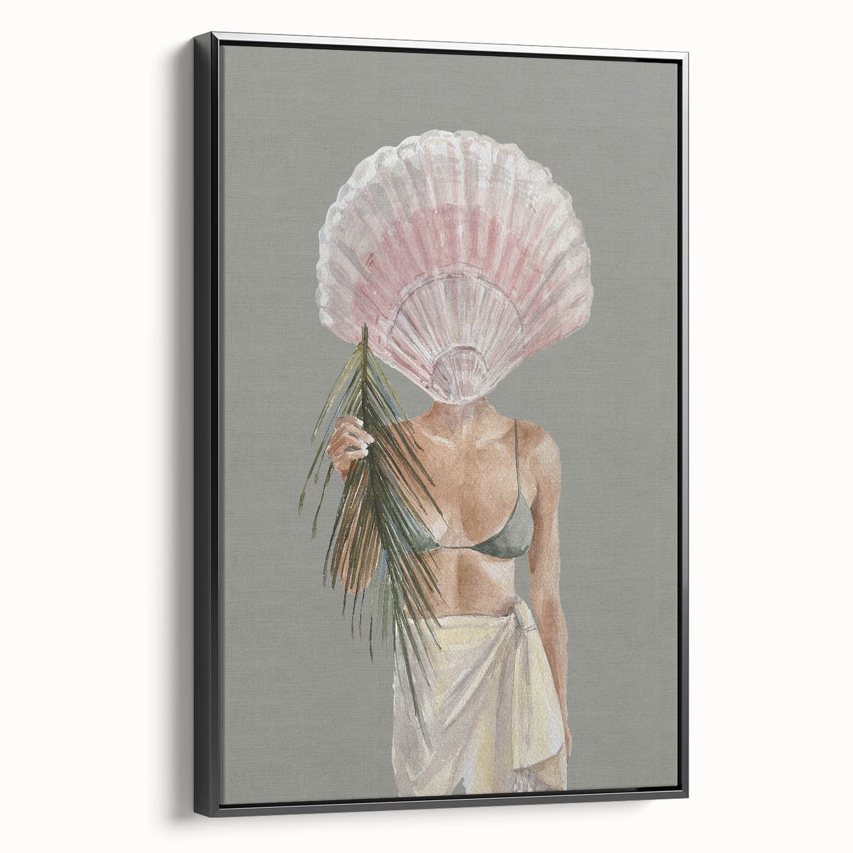 Beach-Themed Coastal Wall Art - Seaside Woman with Seashell Head