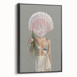 Beach-Themed Coastal Wall Art - Seaside Woman with Seashell Head