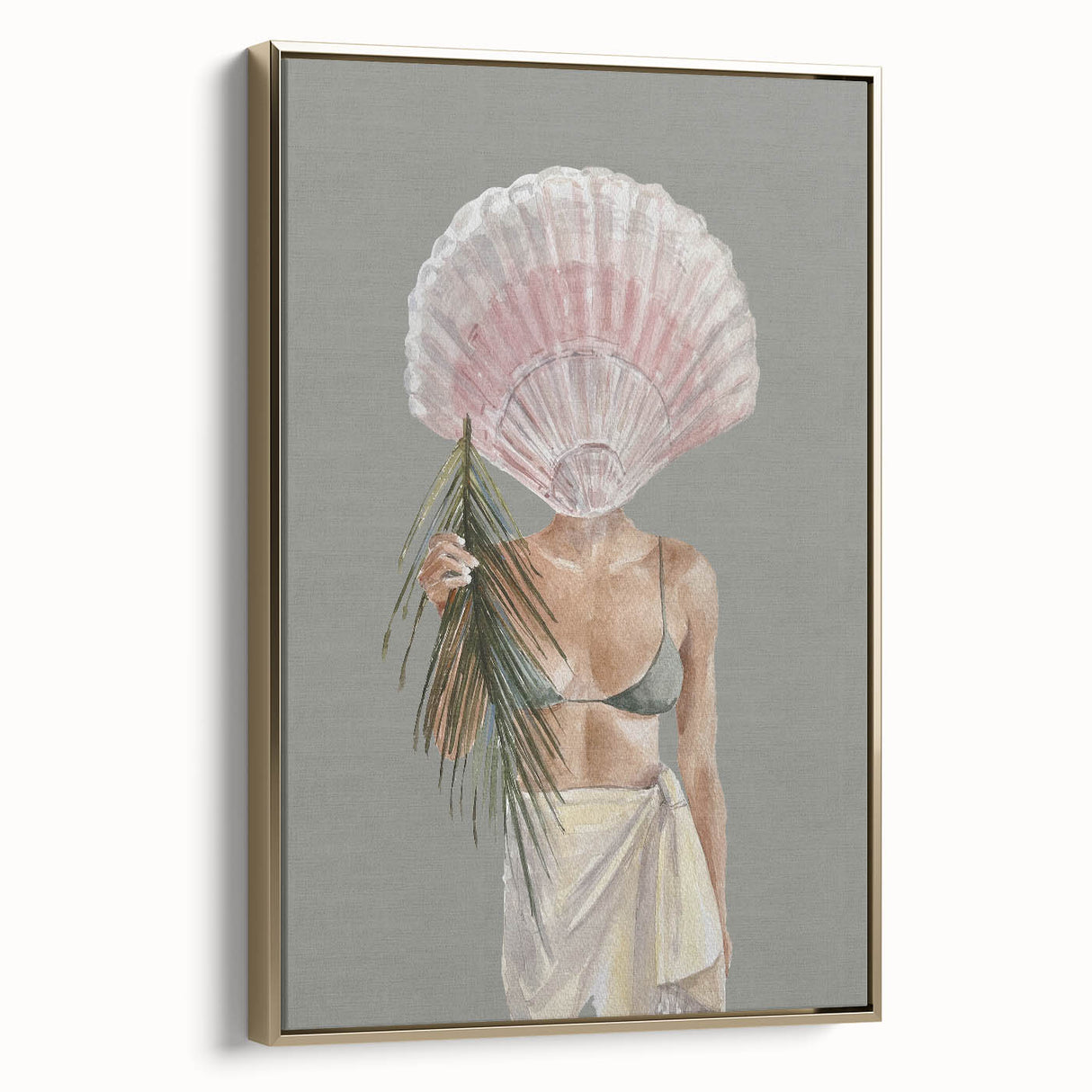 Beach-Themed Coastal Wall Art - Seaside Woman with Seashell Head