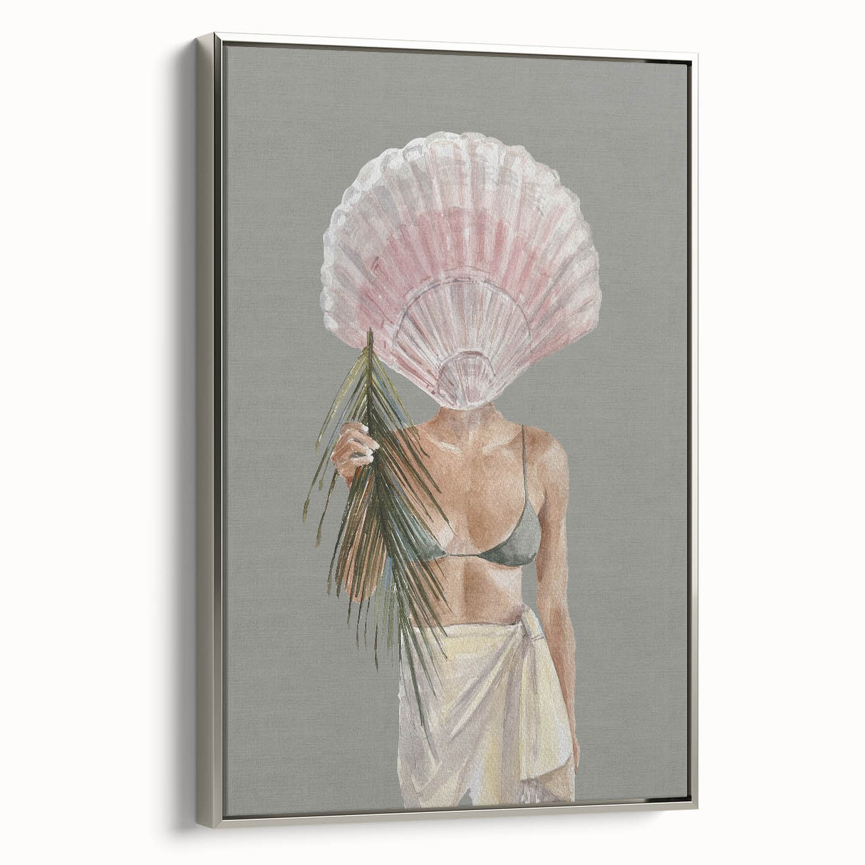 Beach-Themed Coastal Wall Art - Seaside Woman with Seashell Head