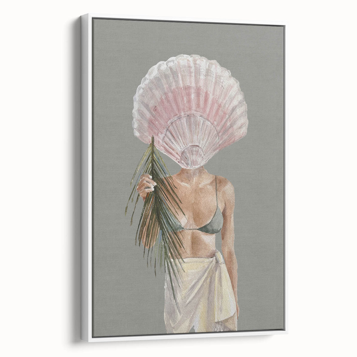 Beach-Themed Coastal Wall Art - Seaside Woman with Seashell Head