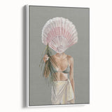 Beach-Themed Coastal Wall Art - Seaside Woman with Seashell Head