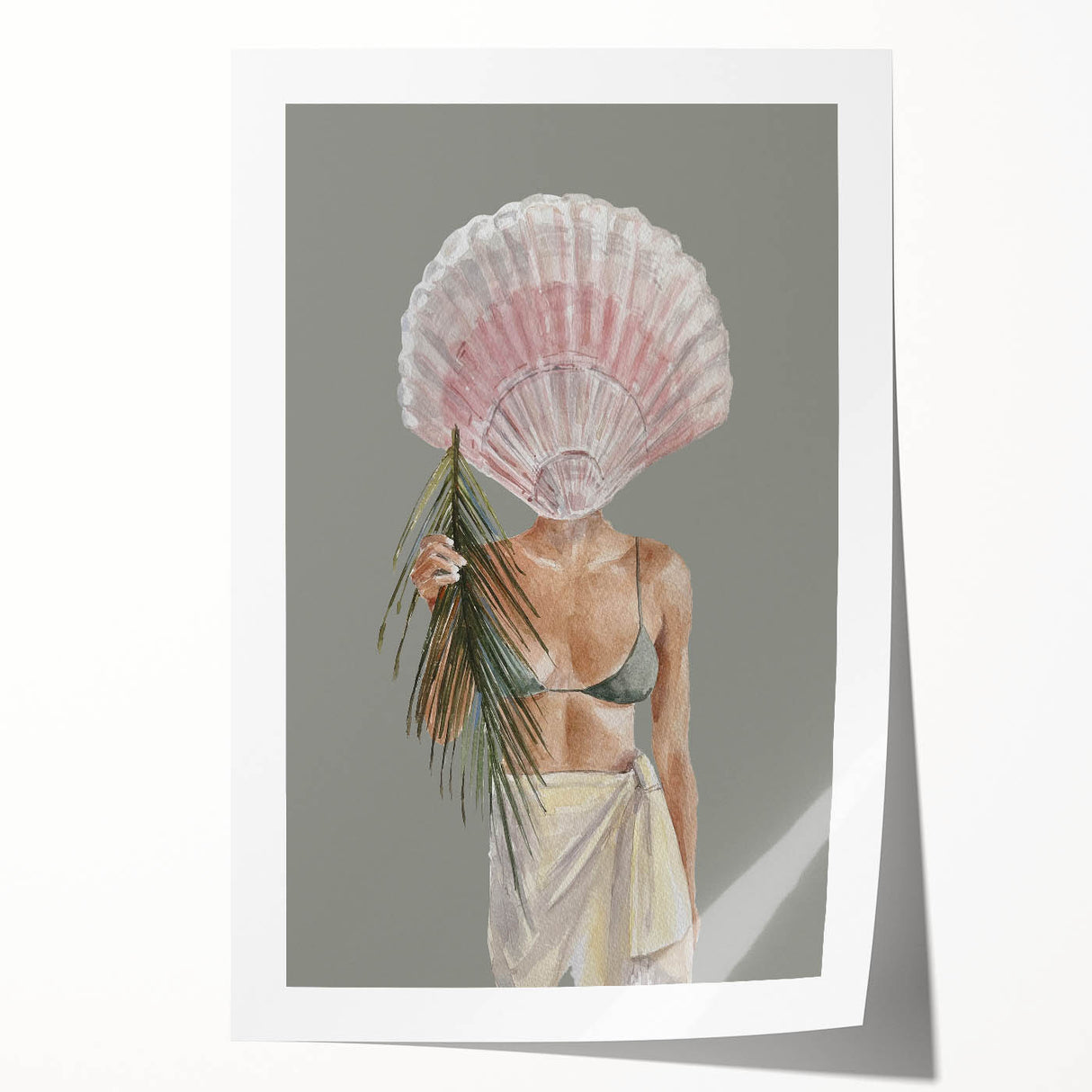 Beach-Themed Coastal Wall Art - Seaside Woman with Seashell Head