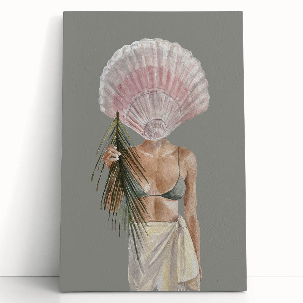 Beach-Themed Coastal Wall Art - Seaside Woman with Seashell Head