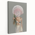 Beach-Themed Coastal Wall Art - Seaside Woman with Seashell Head