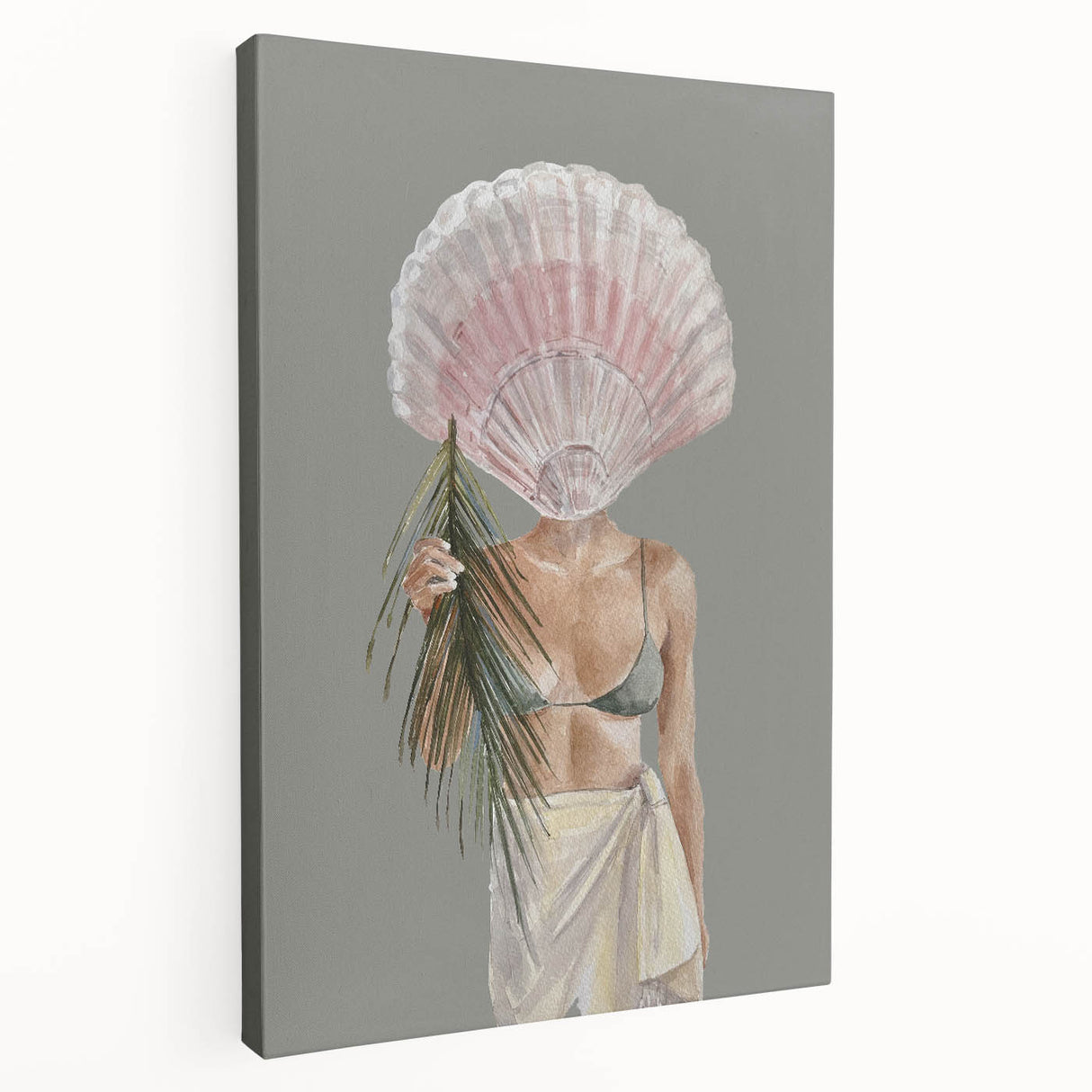 Beach-Themed Coastal Wall Art - Seaside Woman with Seashell Head