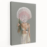Beach-Themed Coastal Wall Art - Seaside Woman with Seashell Head