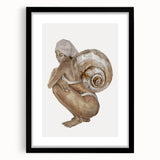Coastal Wall Art - Woman with Snail Shell Beach-Themed Nautical Print