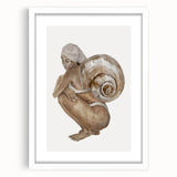 Coastal Wall Art - Woman with Snail Shell Beach-Themed Nautical Print