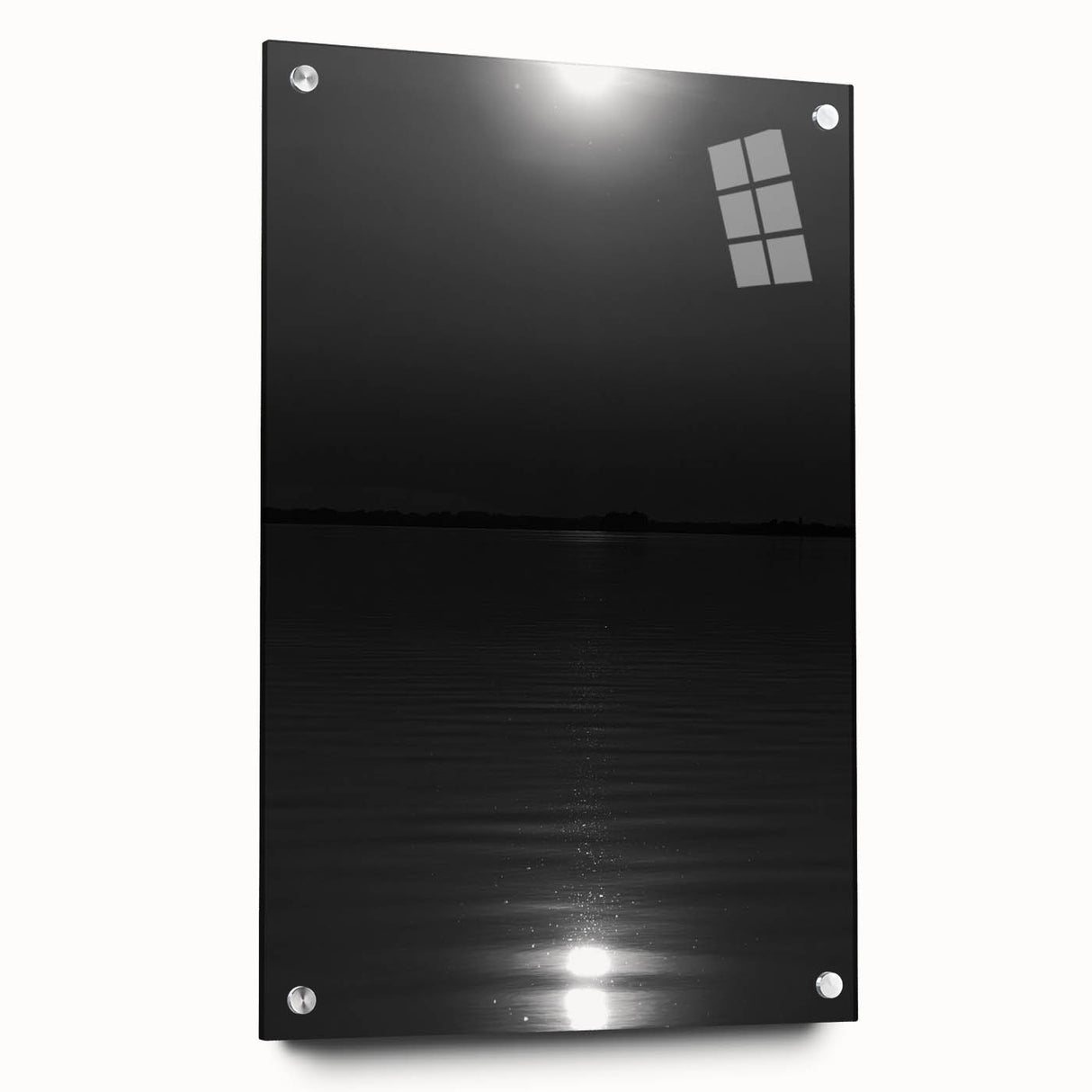 Coastal Wall Art - Moonlight Reflection on Water Black and White Print