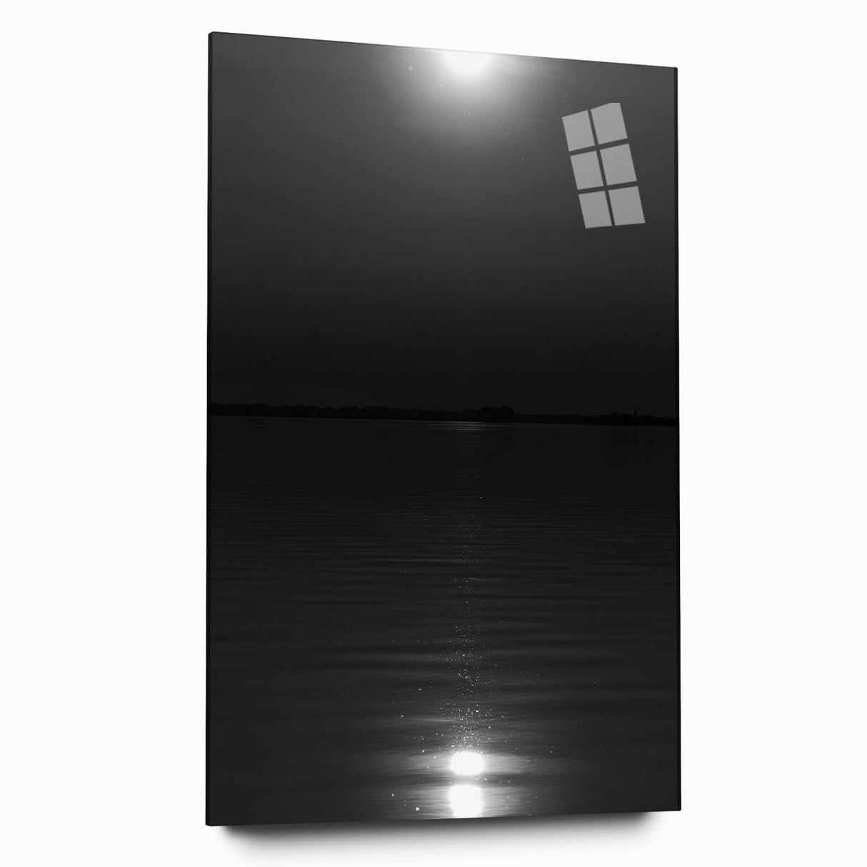 Coastal Wall Art - Moonlight Reflection on Water Black and White Print