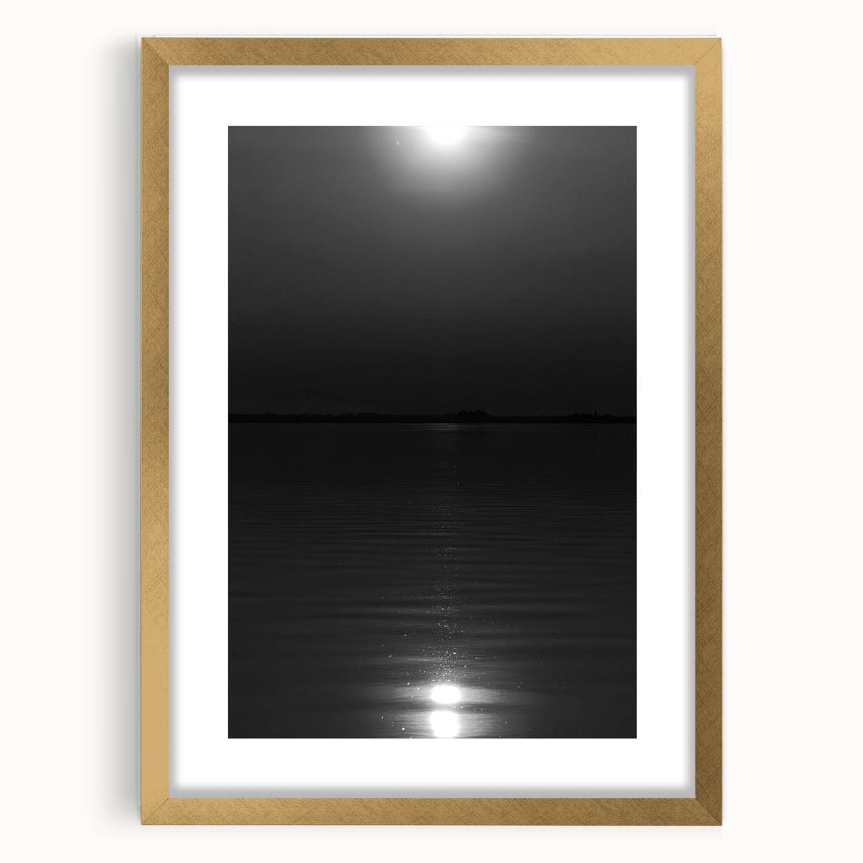 Coastal Wall Art - Moonlight Reflection on Water Black and White Print