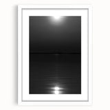 Coastal Wall Art - Moonlight Reflection on Water Black and White Print