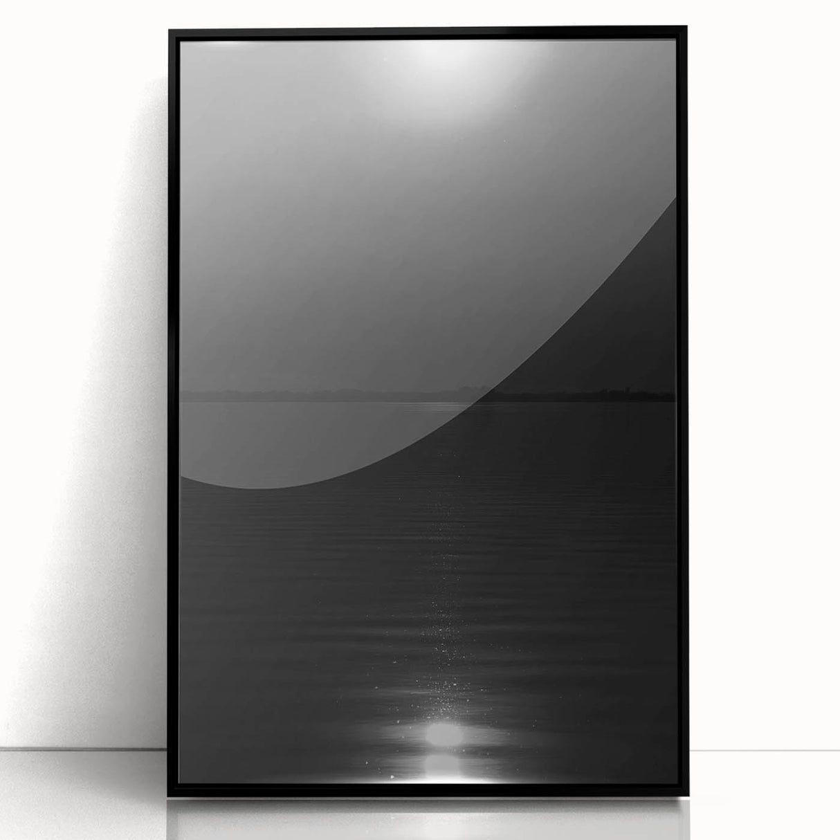 Coastal Wall Art - Moonlight Reflection on Water Black and White Print