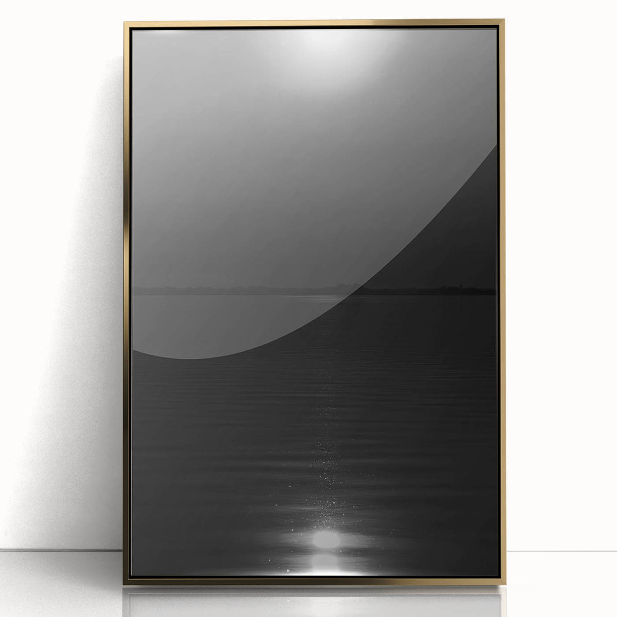 Coastal Wall Art - Moonlight Reflection on Water Black and White Print