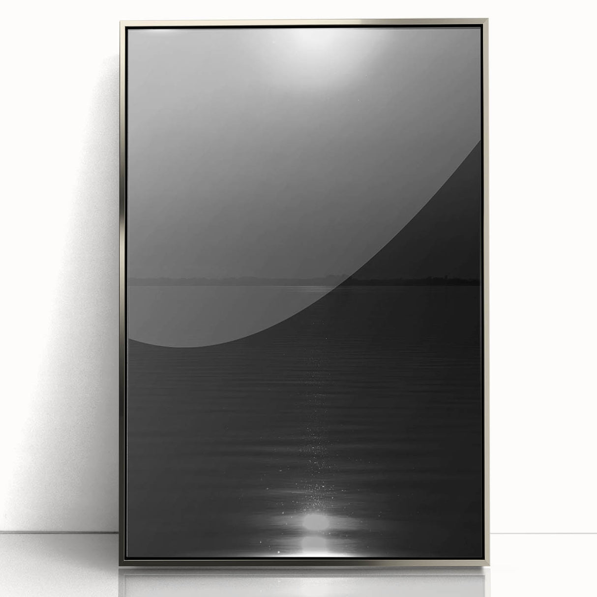 Coastal Wall Art - Moonlight Reflection on Water Black and White Print