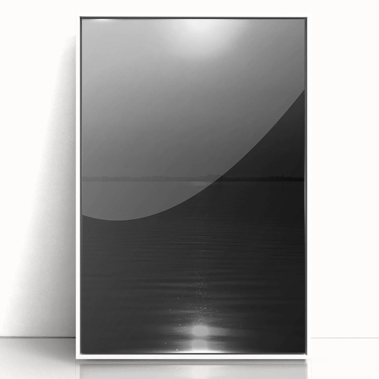 Coastal Wall Art - Moonlight Reflection on Water Black and White Print