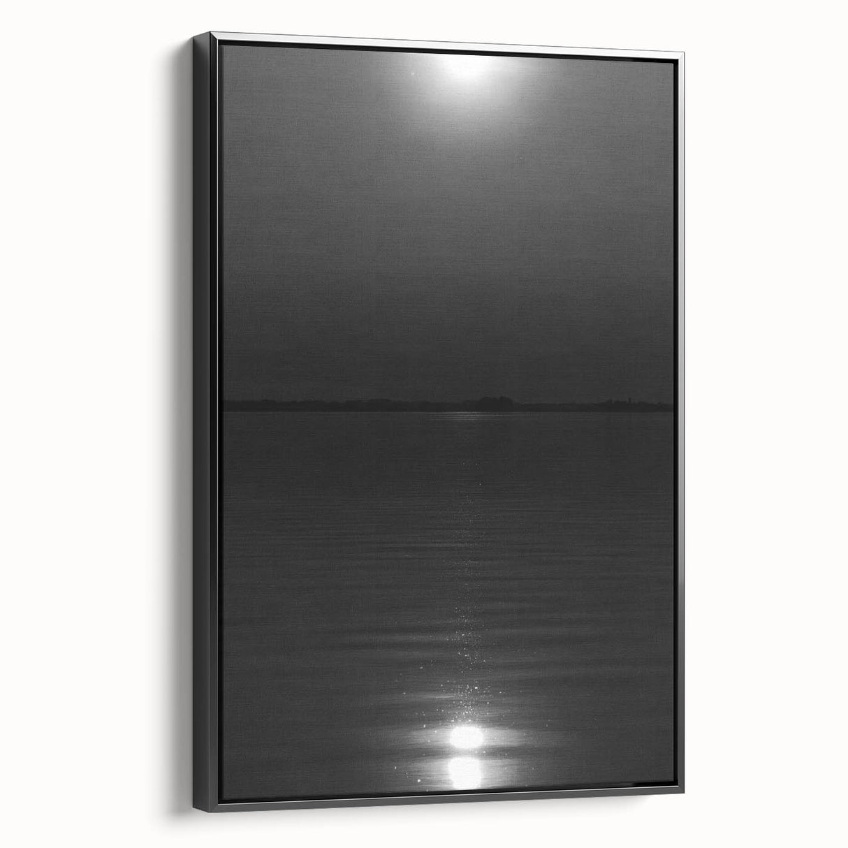 Coastal Wall Art - Moonlight Reflection on Water Black and White Print