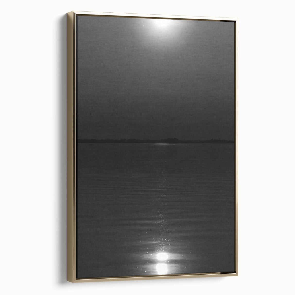 Coastal Wall Art - Moonlight Reflection on Water Black and White Print