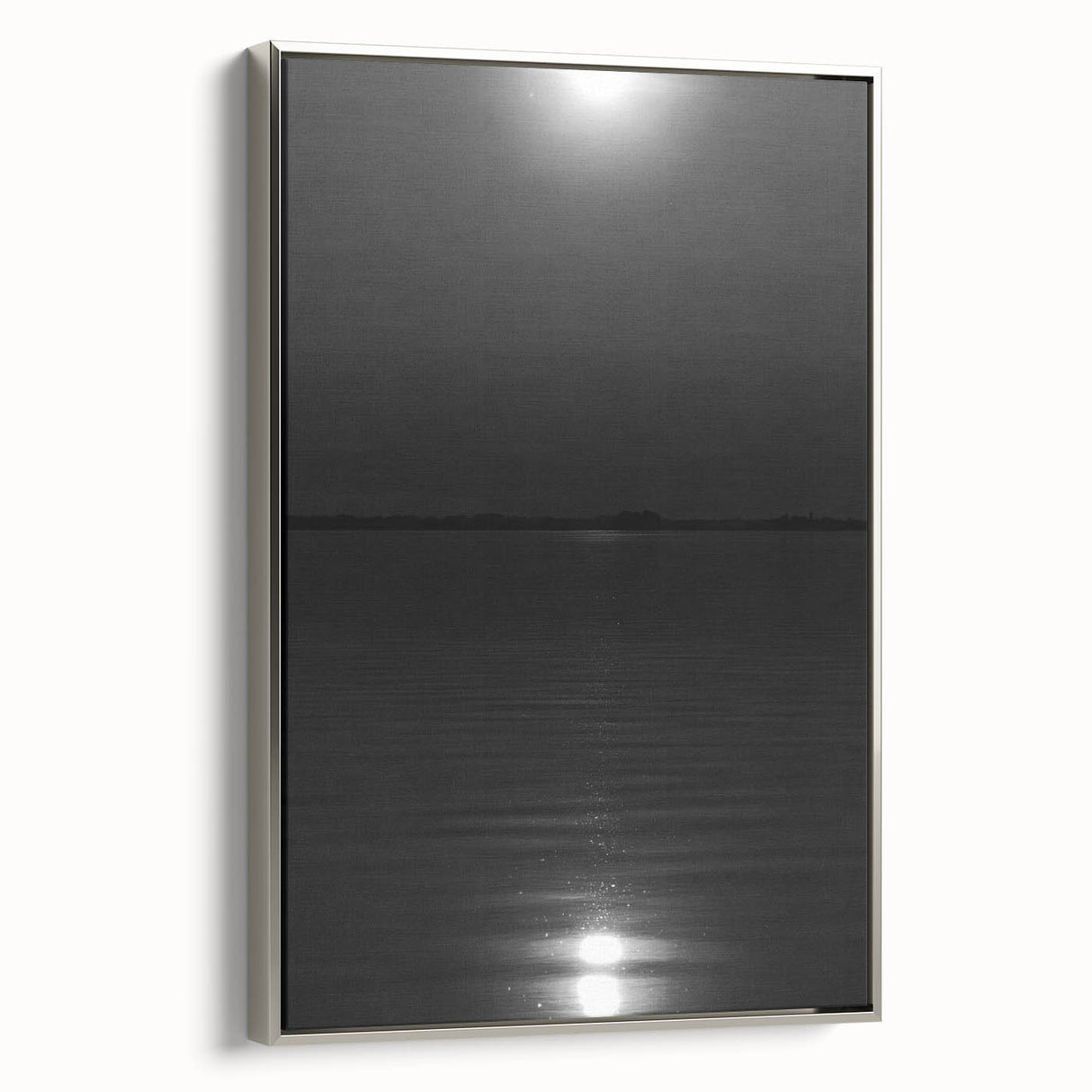 Coastal Wall Art - Moonlight Reflection on Water Black and White Print