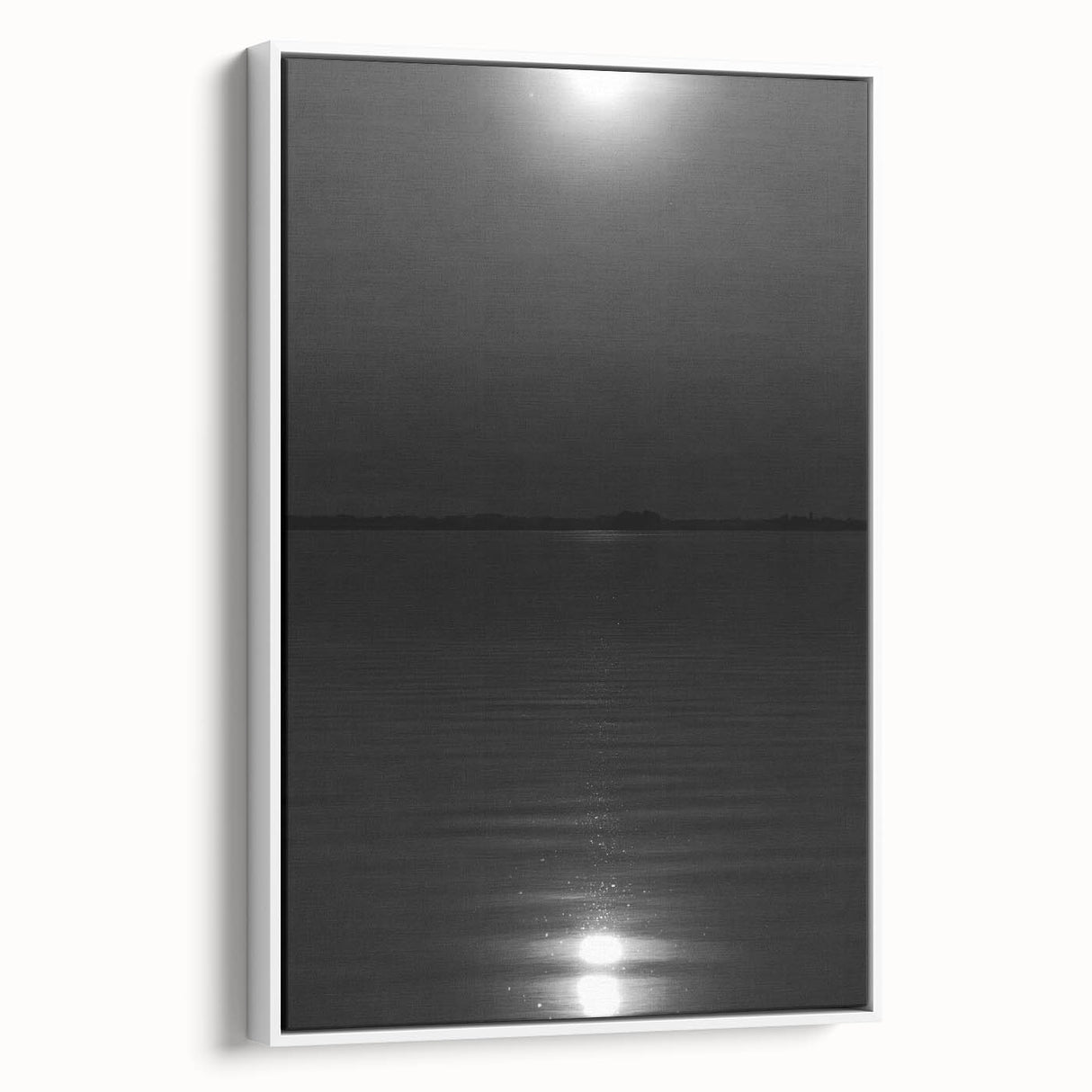 Coastal Wall Art - Moonlight Reflection on Water Black and White Print