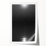 Coastal Wall Art - Moonlight Reflection on Water Black and White Print