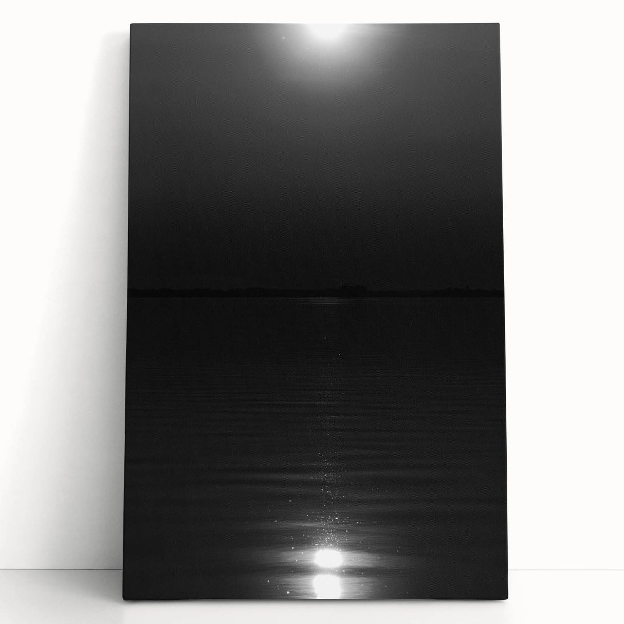 Coastal Wall Art - Moonlight Reflection on Water Black and White Print
