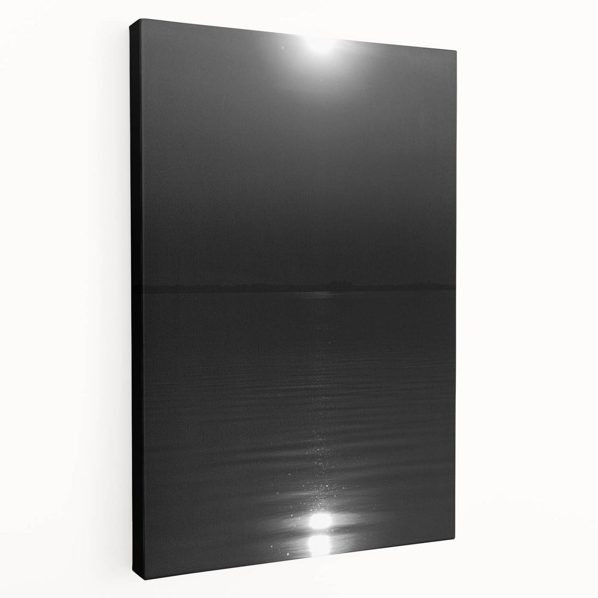 Coastal Wall Art - Moonlight Reflection on Water Black and White Print