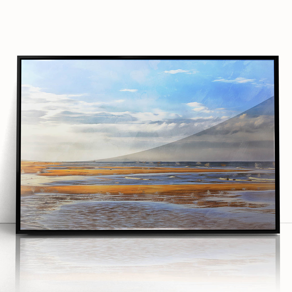Golden Beach Coastal Wall Art – Vibrant Ocean-Themed Seaside Print