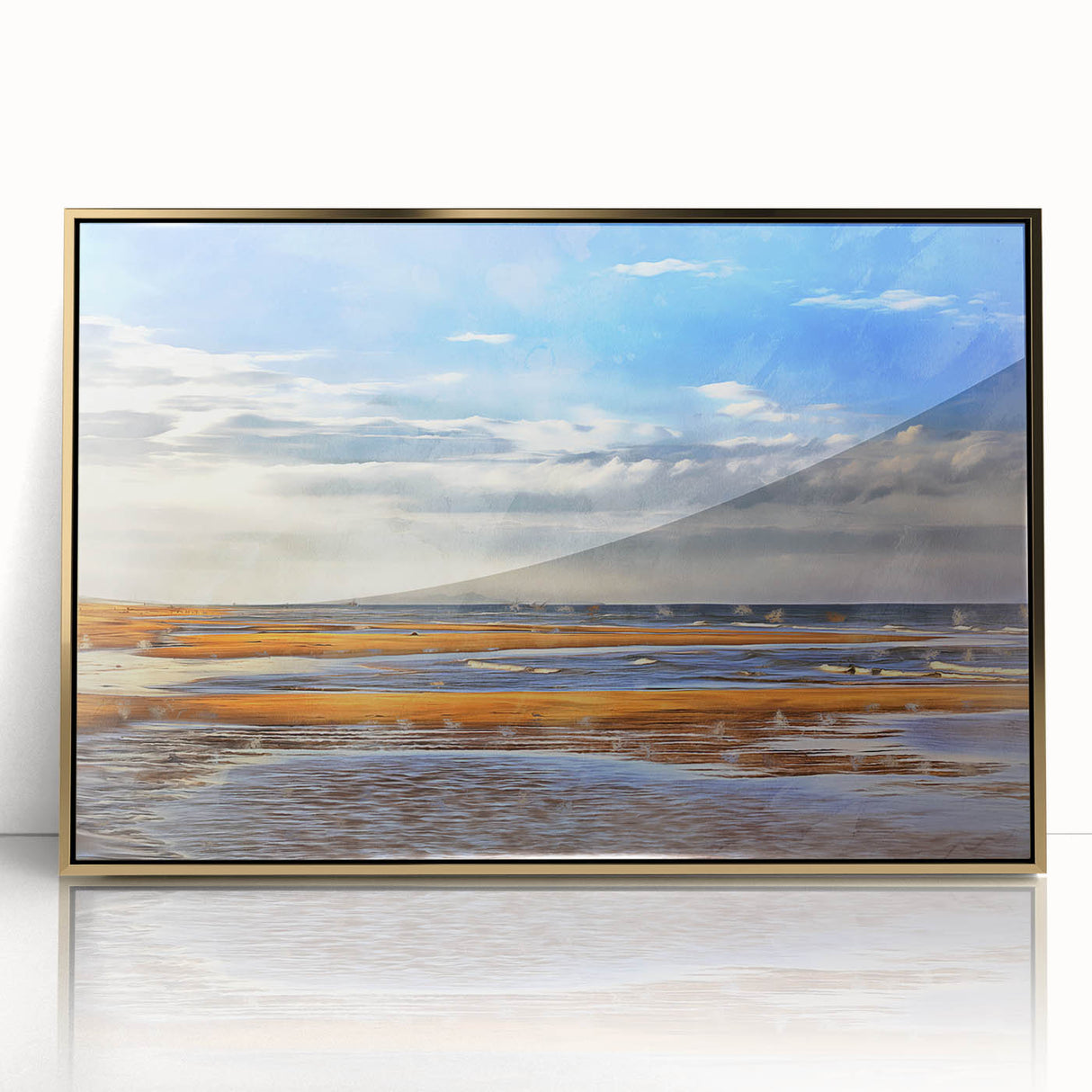 Golden Beach Coastal Wall Art – Vibrant Ocean-Themed Seaside Print