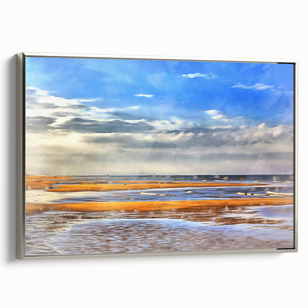 Golden Beach Coastal Wall Art – Vibrant Ocean-Themed Seaside Print