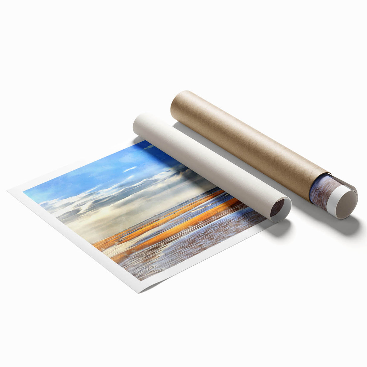 Golden Beach Coastal Wall Art – Vibrant Ocean-Themed Seaside Print