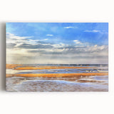 Golden Beach Coastal Wall Art – Vibrant Ocean-Themed Seaside Print