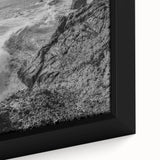 Coastal Wall Art - Black and White Ocean Waves on Rocky Shoreline Print